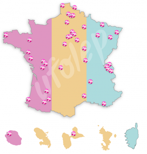 Carte de France de dploiement des Maisons Sport Sant Socit UFOLEP