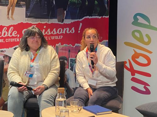 Les �lues nationales Sandrine Manet et Christine Cl�ment ont pr�sent� la formation des "300 dirigeantes" communes � l'Ufolep, la FSGT et la FSCF.