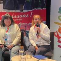 Les �lues nationales Sandrine Manet et Christine Cl�ment ont pr�sent� la formation des "300 dirigeantes" communes � l'Ufolep, la FSGT et la FSCF.